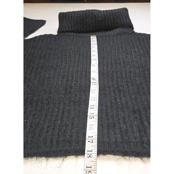 Thakoon Cropped Ribbed Turtleneck Sweater Black Womens Large Thick KN17 NWT New - Picture 5 of 10